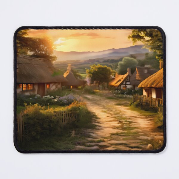 Item preview, English Countryside Dream - A Cobblestone Path Through a Thatched Roof Village designed and sold by Luminari Creations.
