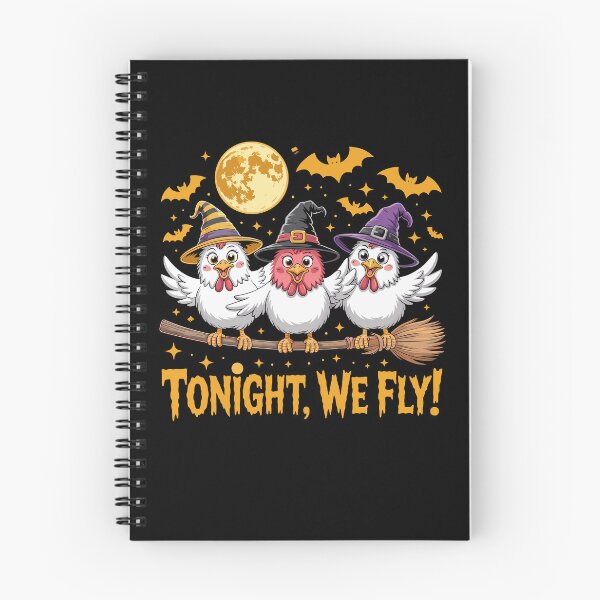 Item preview, Tonight We Fly Essential - Funny Witchy Halloween Chickens on Broomstick designed and sold by bimimagic.