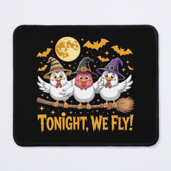 Item preview, Tonight We Fly Essential - Funny Witchy Halloween Chickens on Broomstick designed and sold by bimimagic.