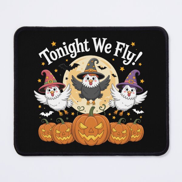 Item preview, Tonight We Fly Essential - Funny Witchy Halloween Chickens on Broomstick designed and sold by bimimagic.