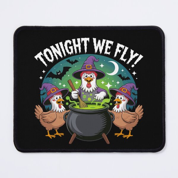 Item preview, Tonight We Fly Essential - Funny Witchy Halloween Chickens on Broomstick designed and sold by bimimagic.