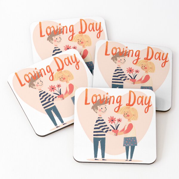 Item preview, Loving Day – Cute Couple Illustration with Flowers designed and sold by DesignArtist.ia.