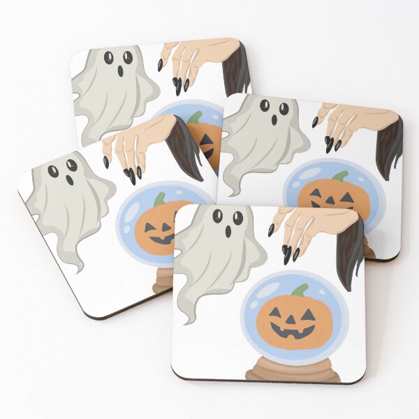 Item preview, Witch’s Hand with Crystal Ball – Pumpkin and Cute Ghost designed and sold by CheriTanya.