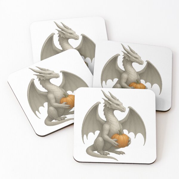 Artikelvorschau, Majestätischer weißer Drache mit Kürbis – Fantasy Halloween Art entworfen und verkauft von Hatchling Hollow.