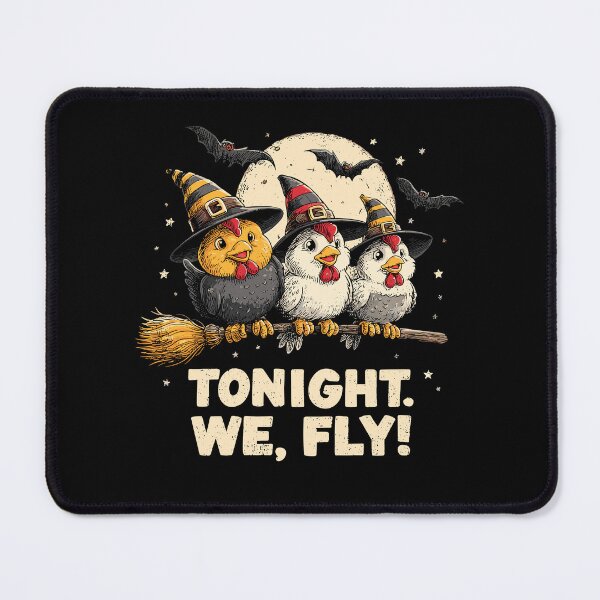 Item preview, Tonight We Fly Essential - Funny Witchy Halloween Chickens on Broomstick designed and sold by bimimagic.