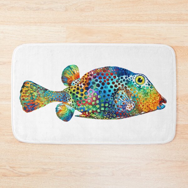 Item preview, Colorful Puffer Fish Art On White designed and sold by Sharon Cummings Art.
