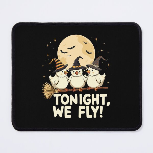 Item preview, Tonight We Fly Essential - Funny Witchy Halloween Chickens on Broomstick designed and sold by bimimagic.