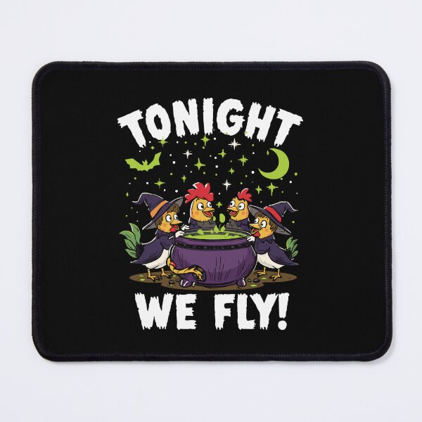 Item preview, Tonight We Fly Essential - Funny Witchy Halloween Chickens on Broomstick designed and sold by bimimagic.