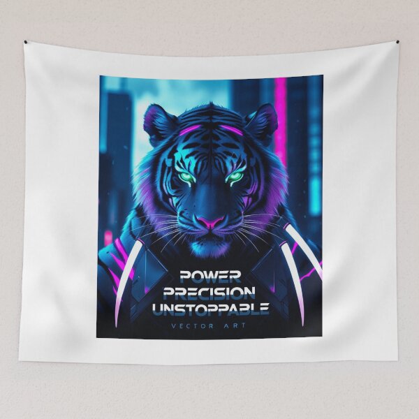 Item preview, Cyber Tiger – Neon Power Unleashed designed and sold by FusionArtStyle.