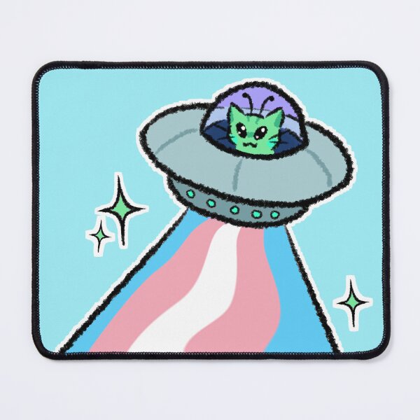 Item preview, Trans Pride Alien Cat UFO designed and sold by retroiso.
