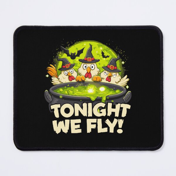 Item preview, Tonight We Fly Essential - Funny Witchy Halloween Chickens on Broomstick designed and sold by bimimagic.