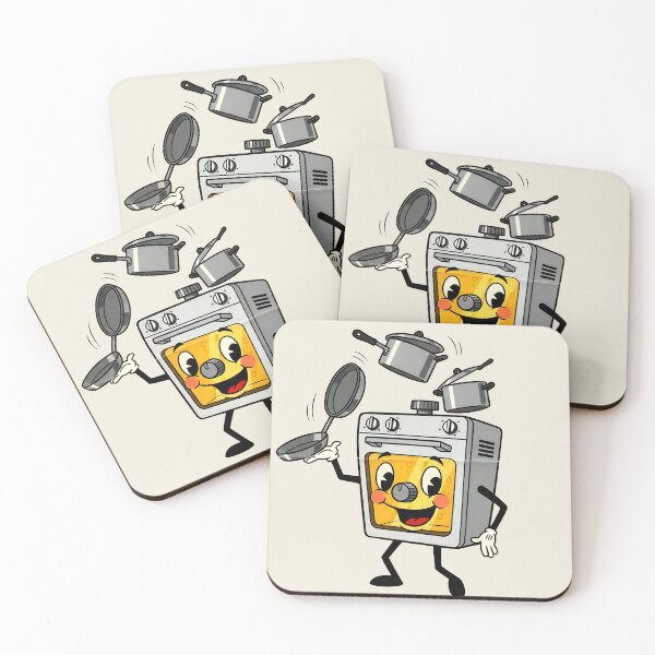 Item preview, Retro Oven Cartoon – Funny Kitchen Appliance Juggling Pots designed and sold by Imaginationbeyond.