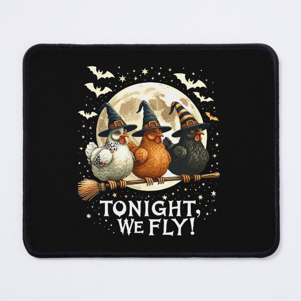 Item preview, Tonight We Fly Essential - Funny Witchy Halloween Chickens on Broomstick designed and sold by bimimagic.