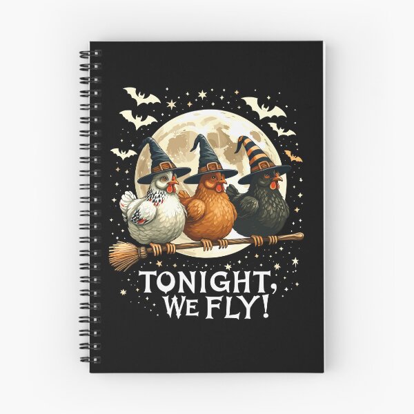 Item preview, Tonight We Fly Essential - Funny Witchy Halloween Chickens on Broomstick designed and sold by bimimagic.