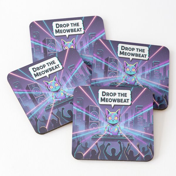 Item preview, Techno Rave Cat EDM Neon Kitty Party Design designed and sold by Neko-Doodle-co.