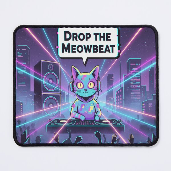 Item preview, Techno Rave Cat EDM Neon Kitty Party Design designed and sold by Neko-Doodle-co.