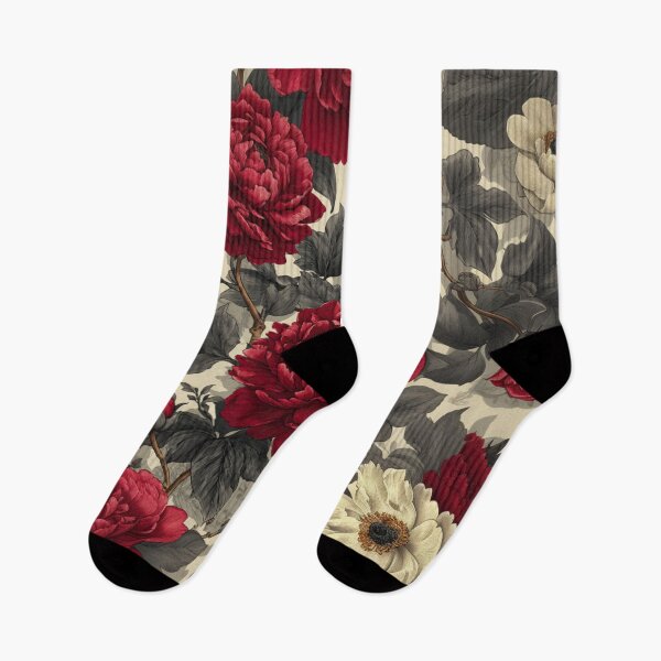 Item preview, Ebony Peonies – Elegant Vintage Floral Pattern designed and sold by Guesso.