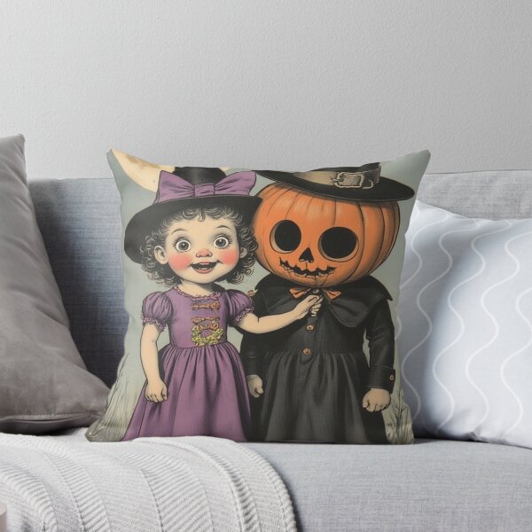 Item preview, Vintage Halloween Kids – Witch Girl & Pumpkin Head designed and sold by Mido-artister.