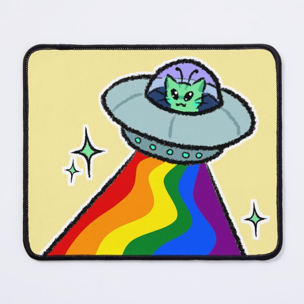 Item preview, LGBT Pride Alien Cat UFO designed and sold by retroiso.