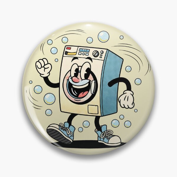 Item preview, Retro Washing Machine Cartoon – Cute Laundry Appliance Character designed and sold by Imaginationbeyond.