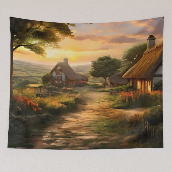Item preview, Classic Cottagecore Vista - Golden Hour on a Rustic Country Lane designed and sold by Luminari Creations.