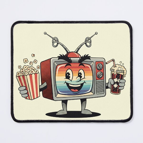 Item preview, Retro TV Cartoon – Vintage Television Character with Popcorn designed and sold by Imaginationbeyond.