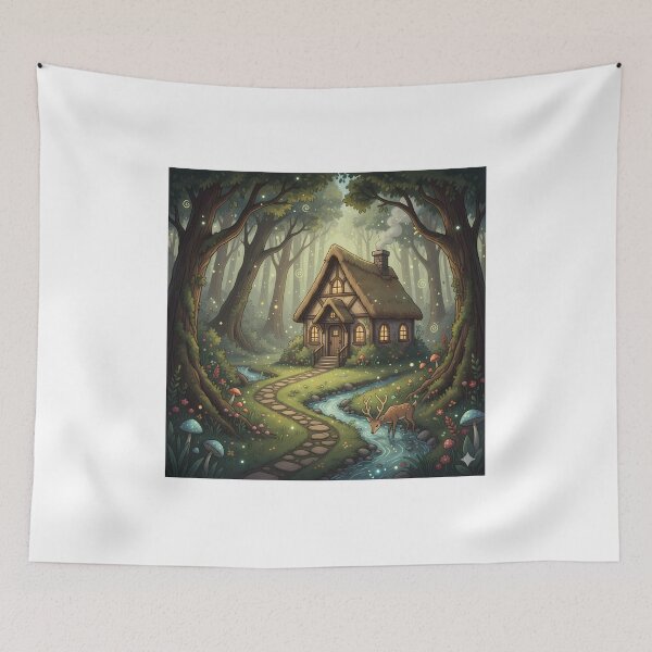 Item preview, Cozy Cabin in a Magical Forest designed and sold by TajSprinklz.