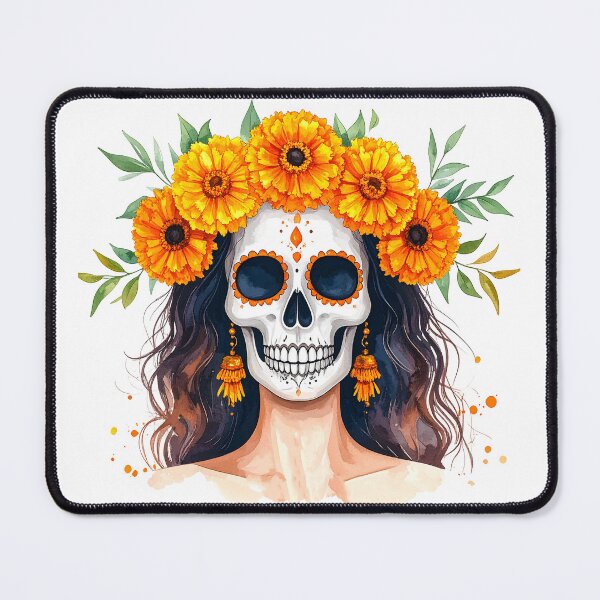 Item preview, SKULL WITH CROWN OF YELLOW FLOWERS designed and sold by cubiask.
