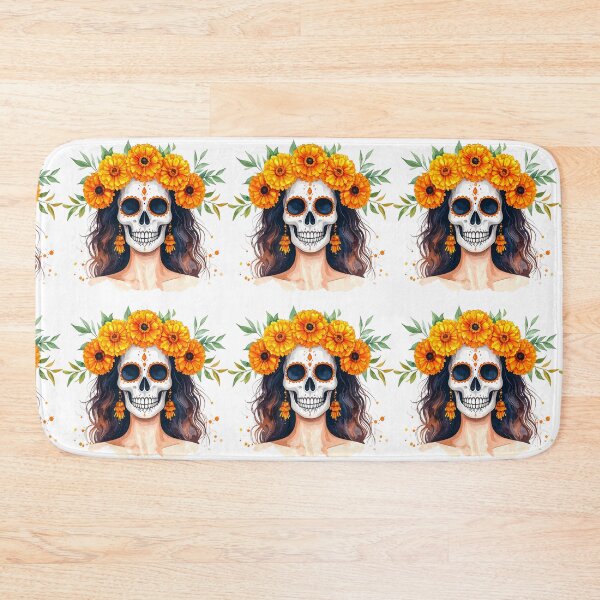 Item preview, SKULL WITH CROWN OF YELLOW FLOWERS designed and sold by cubiask.