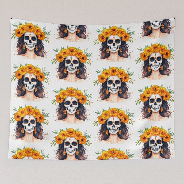 Item preview, SKULL WITH CROWN OF YELLOW FLOWERS designed and sold by cubiask.