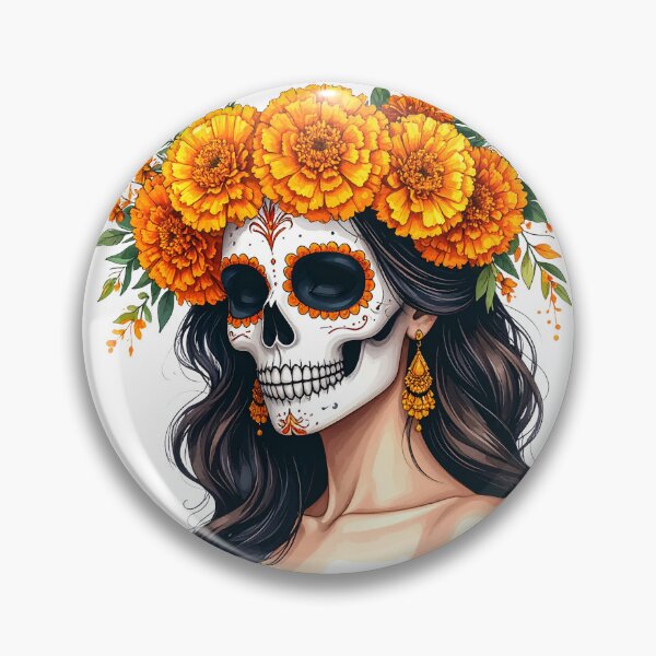 Item preview, SKULL WITH CROWN OF YELLOW FLOWERS designed and sold by cubiask.