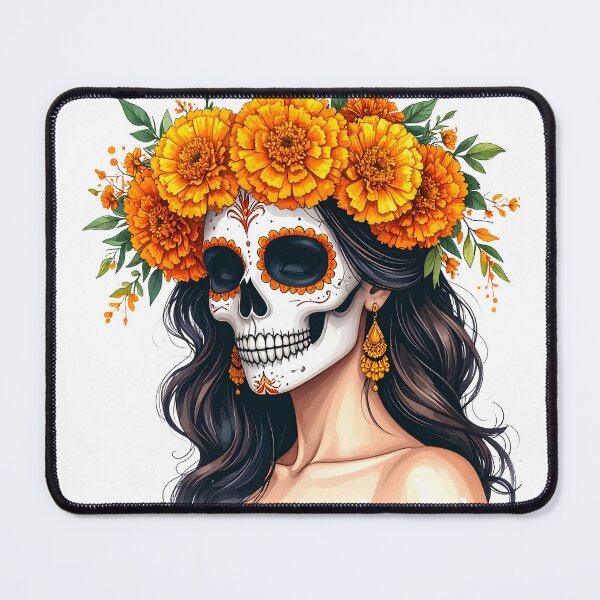 Item preview, SKULL WITH CROWN OF YELLOW FLOWERS designed and sold by cubiask.