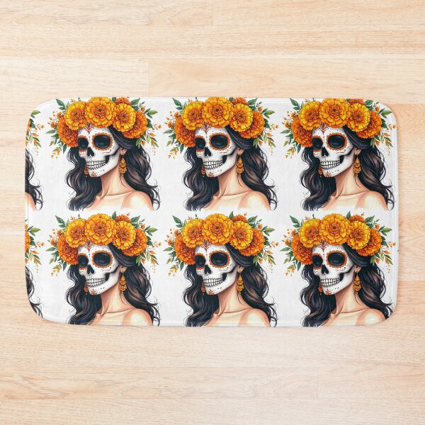 Item preview, SKULL WITH CROWN OF YELLOW FLOWERS designed and sold by cubiask.