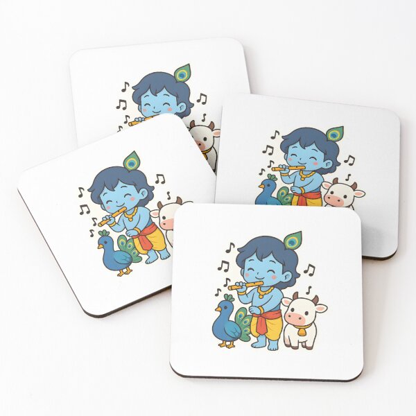 Item preview, Kawaii Sri Krishna Design – Flute, Peacock & Cow designed and sold by OsasChild.