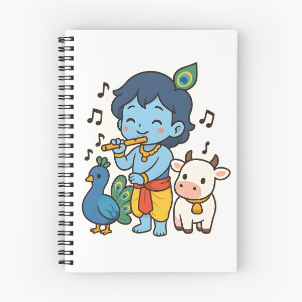 Item preview, Kawaii Sri Krishna Design – Flute, Peacock & Cow designed and sold by OsasChild.
