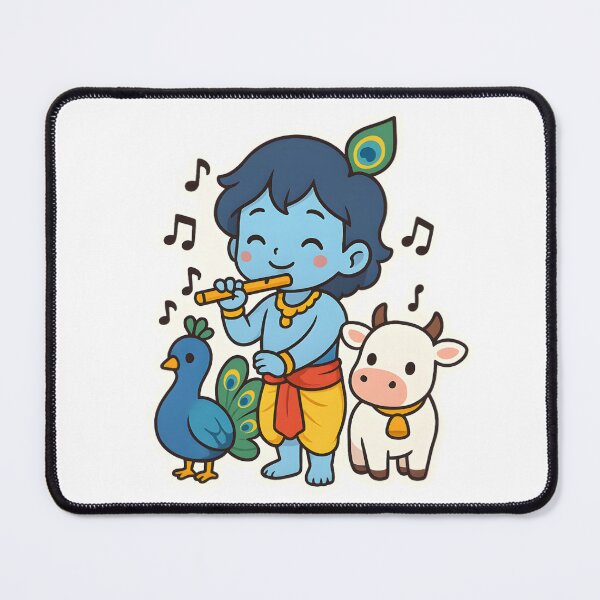 Item preview, Kawaii Sri Krishna Design – Flute, Peacock & Cow designed and sold by OsasChild.