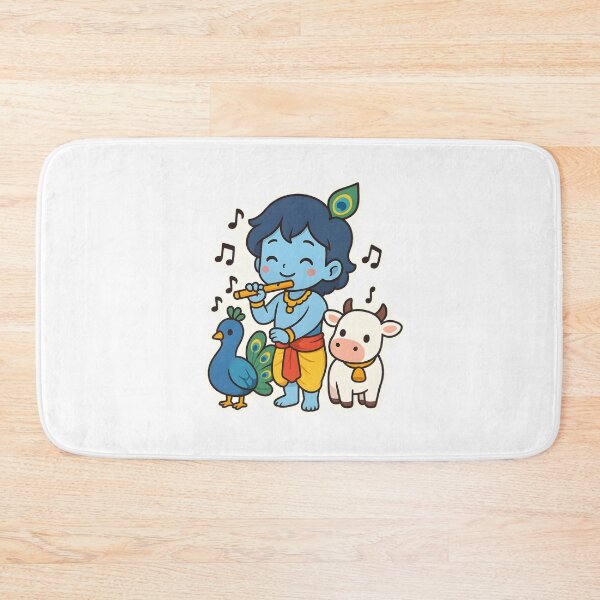 Item preview, Kawaii Sri Krishna Design – Flute, Peacock & Cow designed and sold by OsasChild.