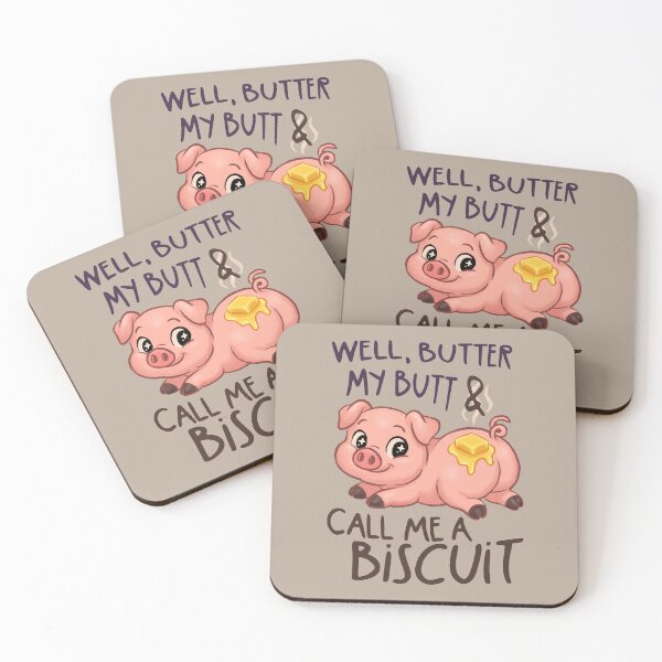 Item preview, Well, Butter My Butt & Call Me a Biscuit – Cute Piggy Pun Art designed and sold by Feral-by-Elsie.