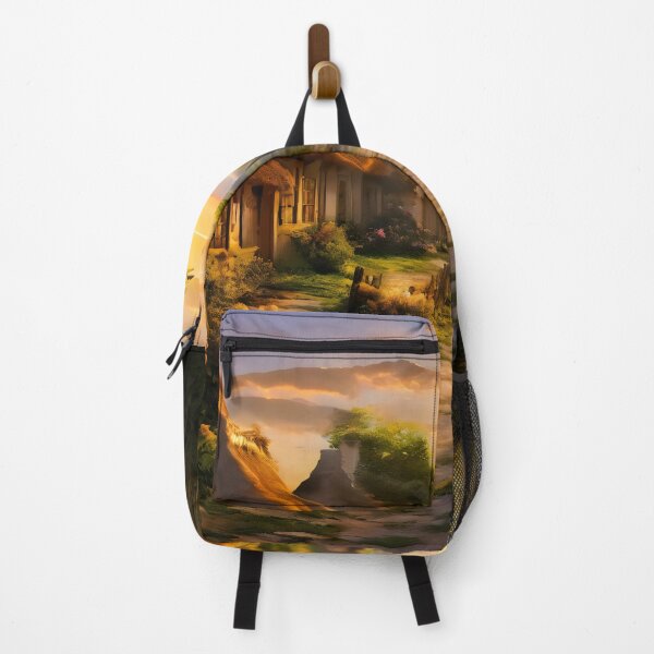 Item preview, A Golden Welcome Home - Warm Sunset in a Rustic Cottagecore Village designed and sold by Luminari Creations.