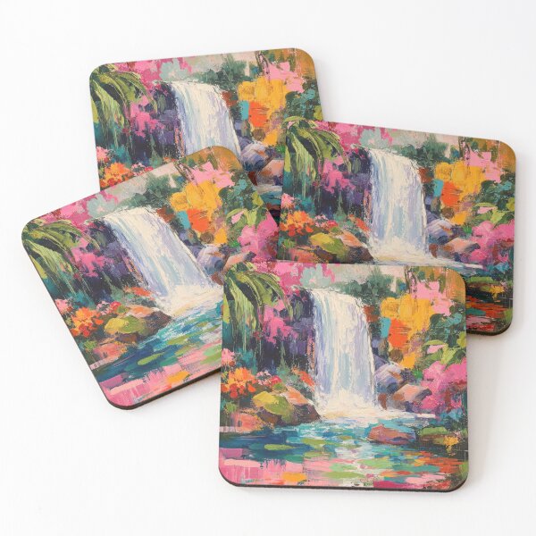 Item preview, Exotic Waterfall – Impressionist Nature Art designed and sold by ArtHouseNiklas.