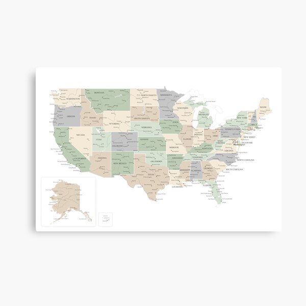 Map of the USA, "Anouk" Canvas Print