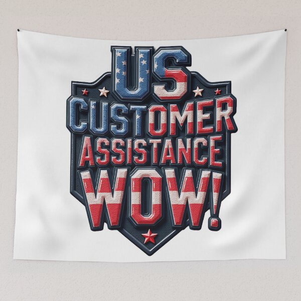 Item preview, US Customer Assistance Wow Patriotic American Work Humor designed and sold by ArtDesignTp.