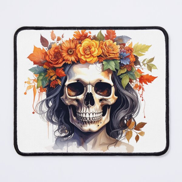 Item preview, SKULL WITH FLOWER CROWN designed and sold by cubiask.