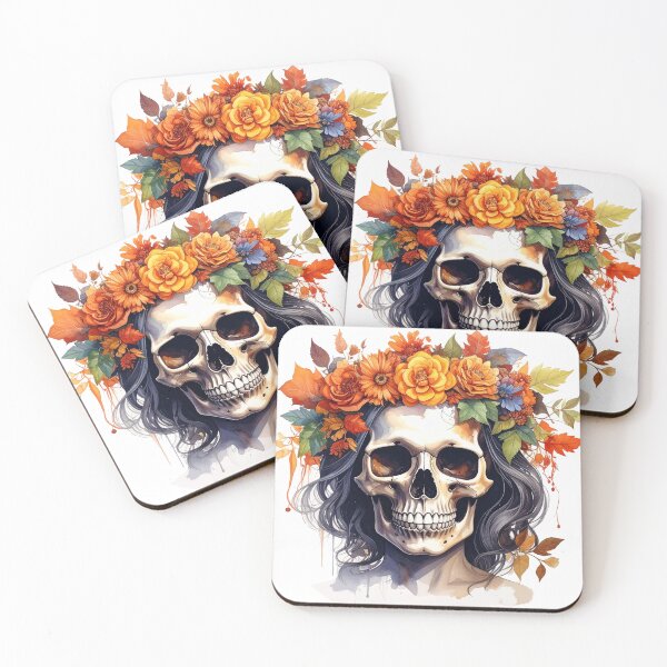 Item preview, SKULL WITH FLOWER CROWN designed and sold by cubiask.
