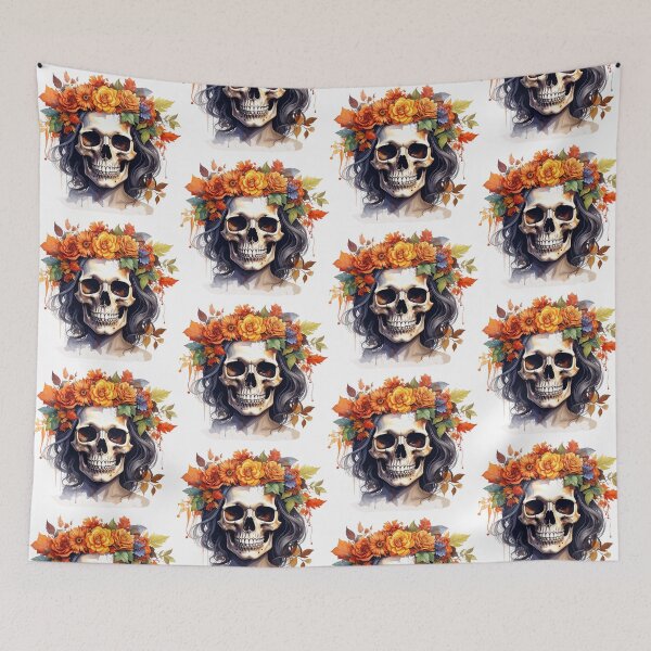 Item preview, SKULL WITH FLOWER CROWN designed and sold by cubiask.