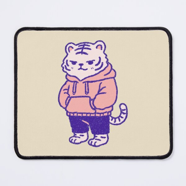 Item preview, Nonchalant Tiger in a hoodie, pastel textured illustration designed and sold by Magnificent Lizard.