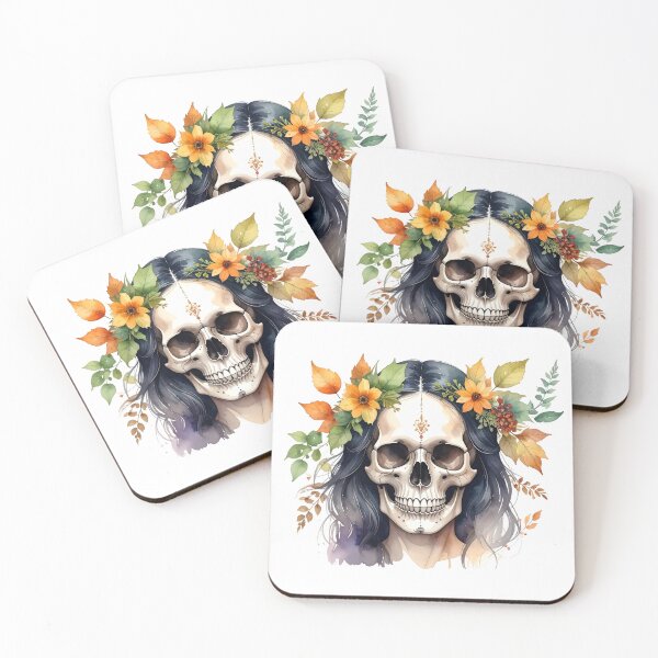 Item preview, SKULL WITH FLOWER CROWN designed and sold by cubiask.