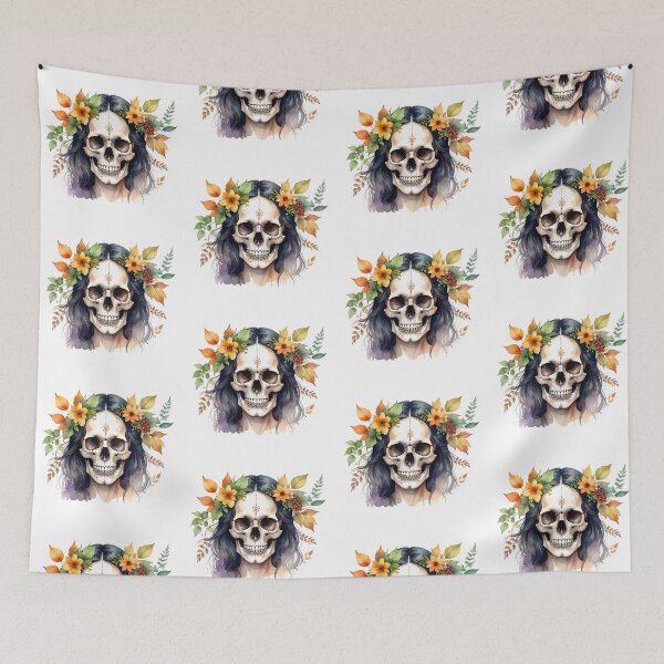 Item preview, SKULL WITH FLOWER CROWN designed and sold by cubiask.