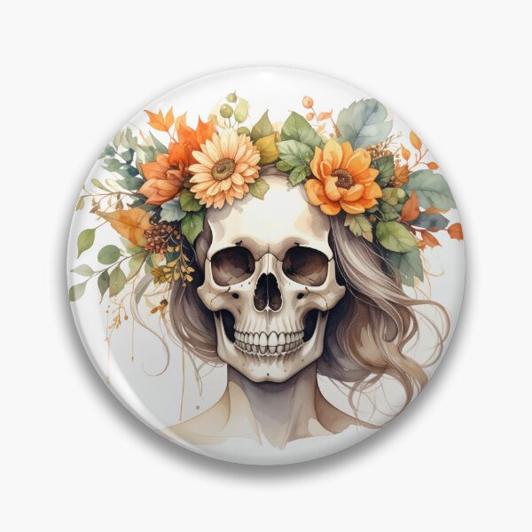 Item preview, SKULL WITH FLOWER CROWN designed and sold by cubiask.