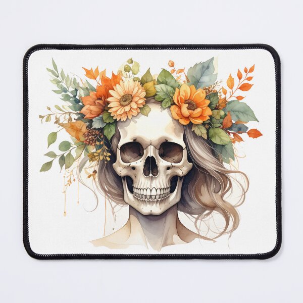 Item preview, SKULL WITH FLOWER CROWN designed and sold by cubiask.